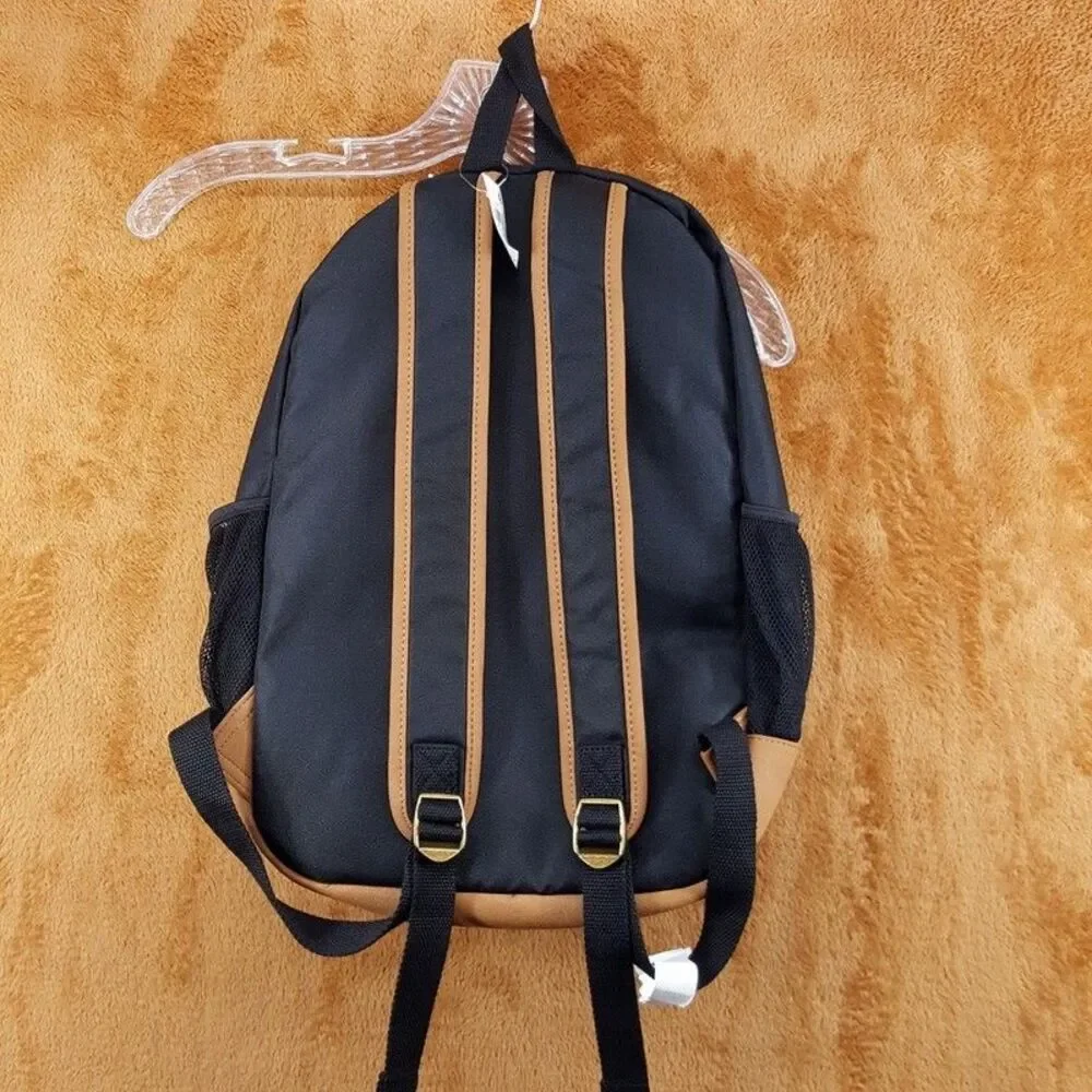 SUN + STONE Black Maroon Backpack Colorblock Canvas School Laptop Bookbag RILEY